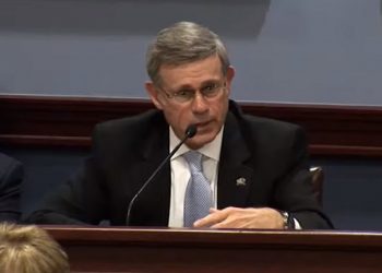 Pa. State Rep. David Zimmerman questions an Environmental Resources Committee testifier in February of 2019.