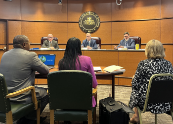 The Dauphin County Commissioners during a local government meeting.