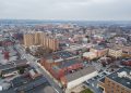 Aerial view of downtown Lancaster, Pennsylvania.