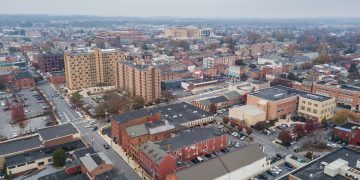Aerial view of downtown Lancaster, Pennsylvania.