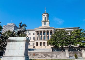 The Tennessee State Capitol building in downtown Nashville.
